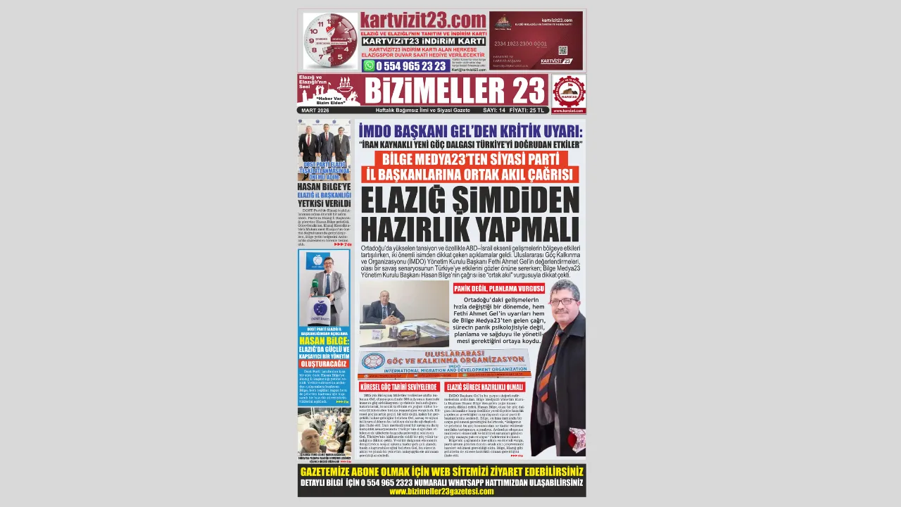 Manşet: Gazetemizin 14. Sayısı Sizlerle