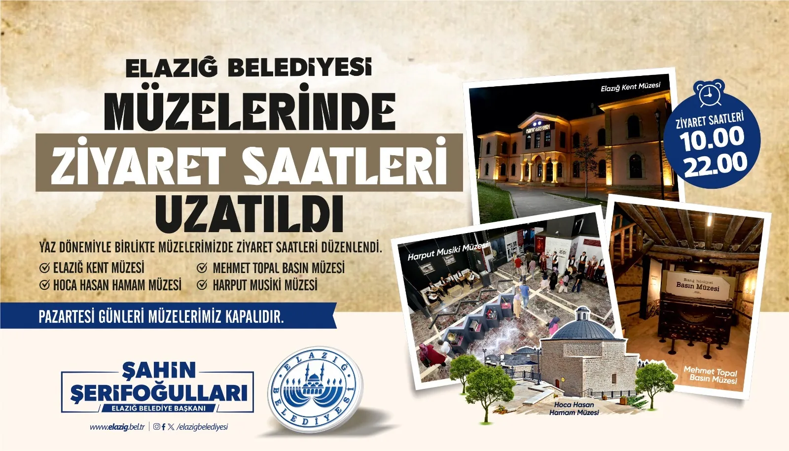 Manşet: ELAZIĞ BELEDİYESİ MÜZELERİNDE ZİYARET SAATLERİ UZATILDI