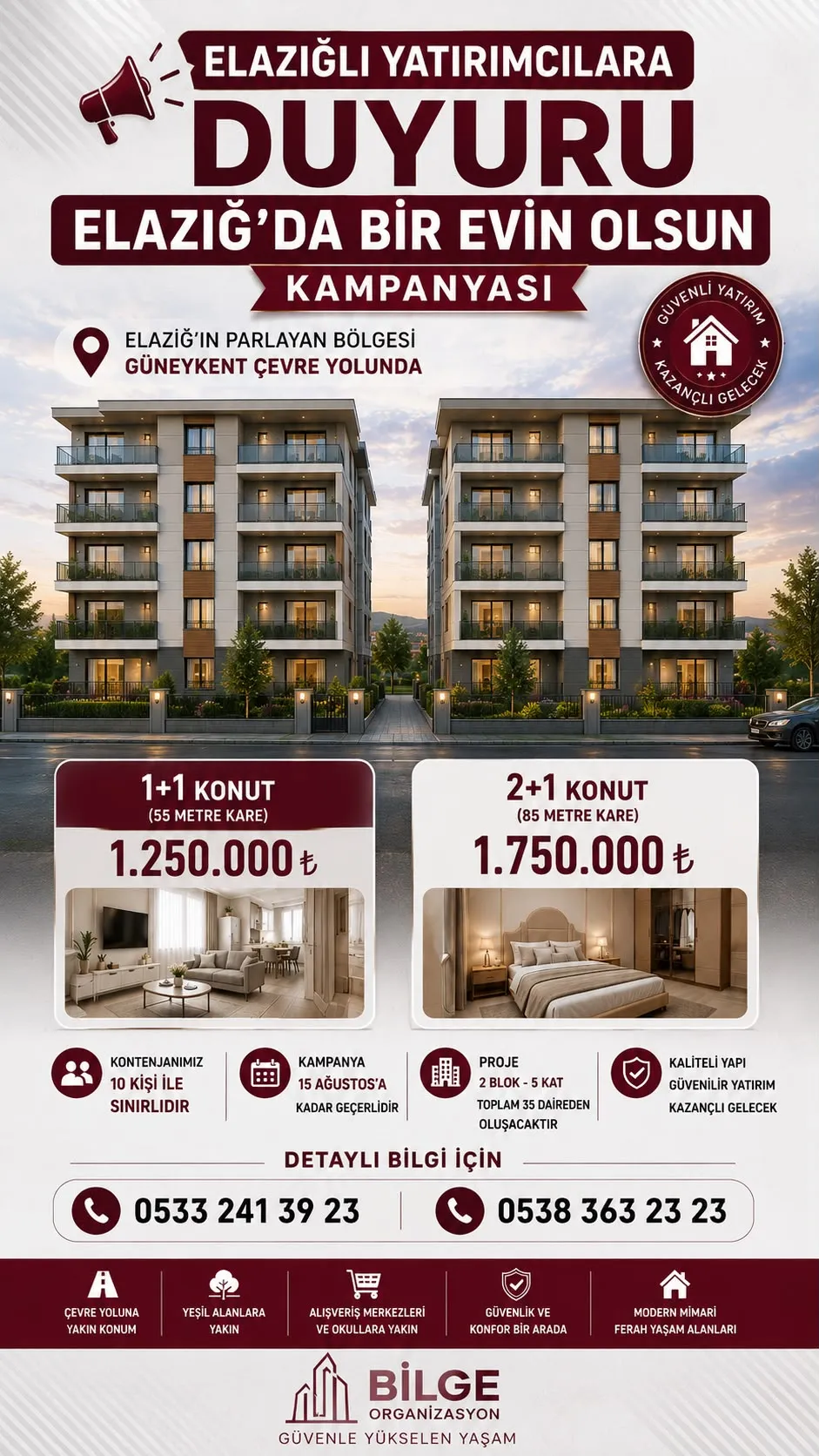 Manşet: BİLGEHANE ORG. İNŞ. LTD. ŞTİ'DEN 2. AVATAJLI KONUT PROJESİ