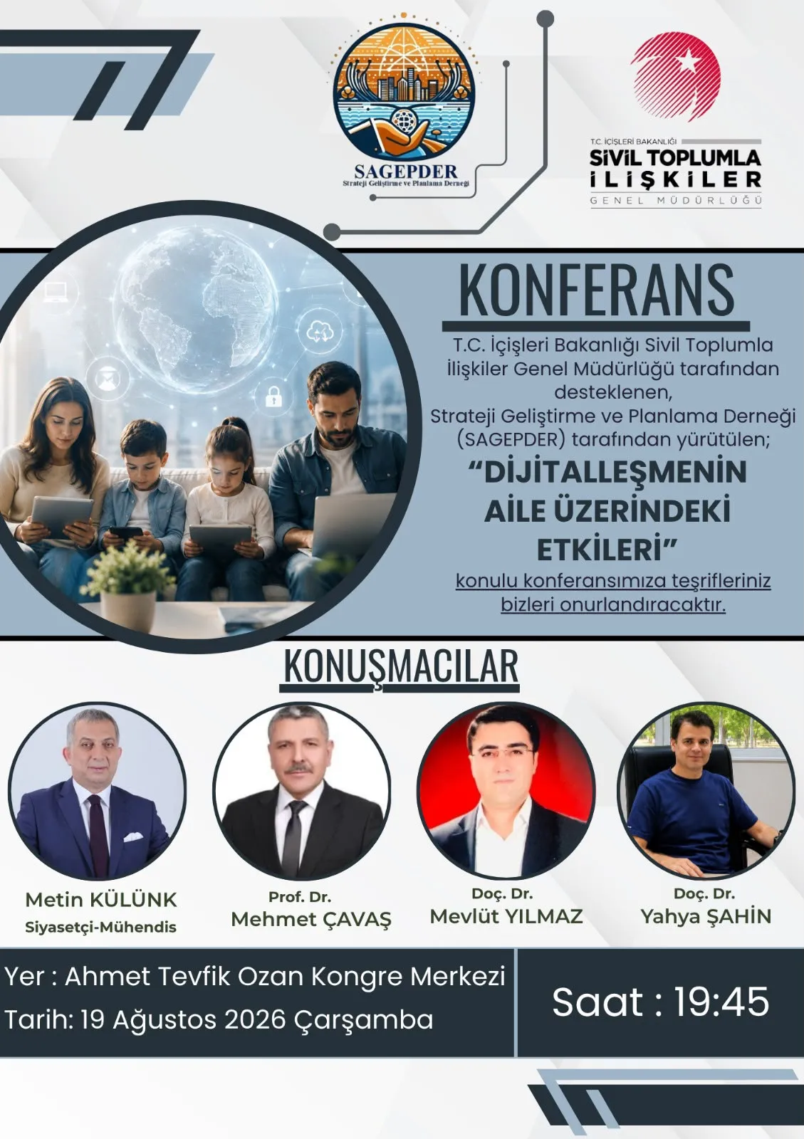 Manşet: DİJİTALLEŞMENİN AİLE ÜZERİNDEKİ ETKİLERİ KONFERANSI ELAZIĞ’DA DÜZENLENECEK