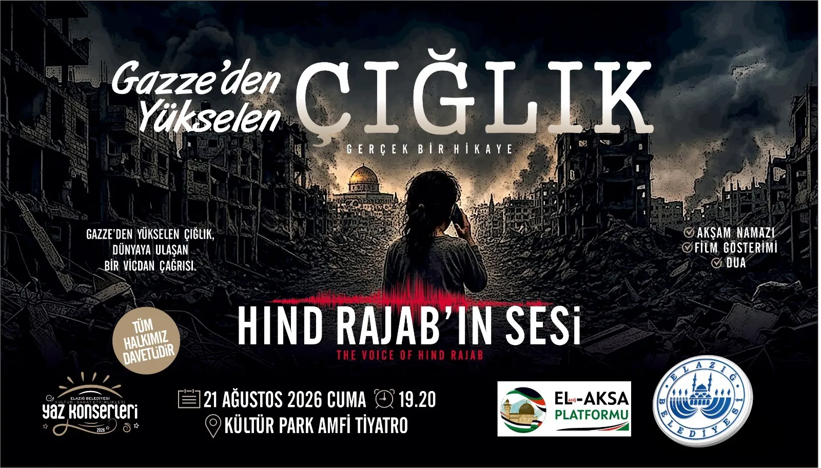 Manşet: ELAZIĞ BELEDİYESİ’NDEN “HİND RAJAB’IN SESİ” ADLI FİLM GÖSTERİMİ