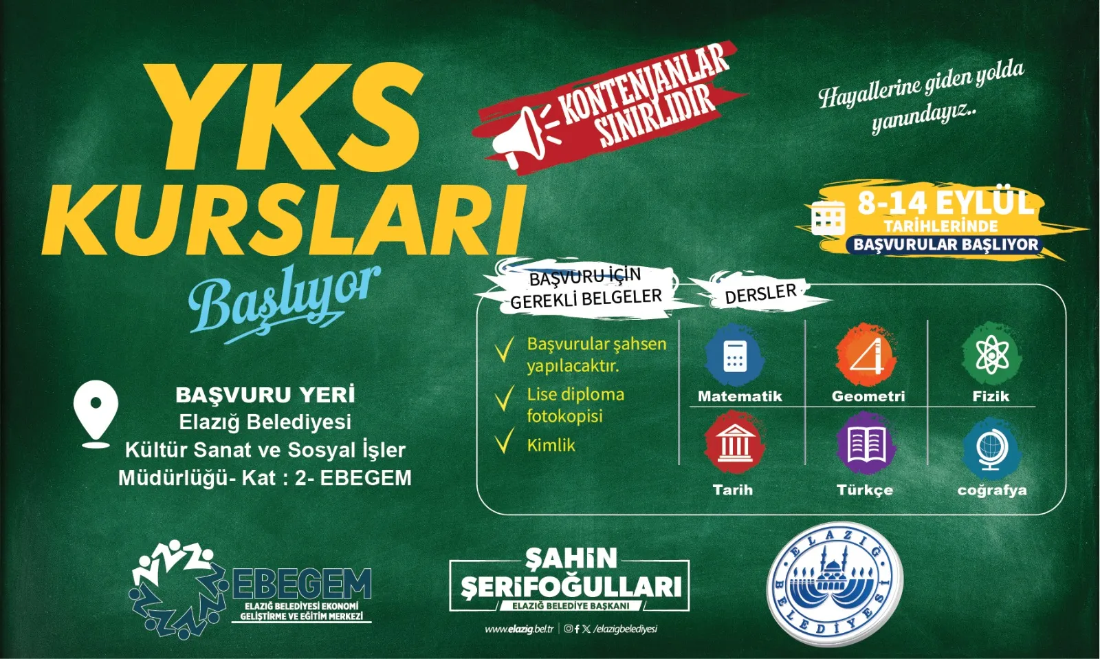 Manşet: ELAZIĞ BELEDİYESİ’NDEN ÜCRETSİZ YKS KURSU