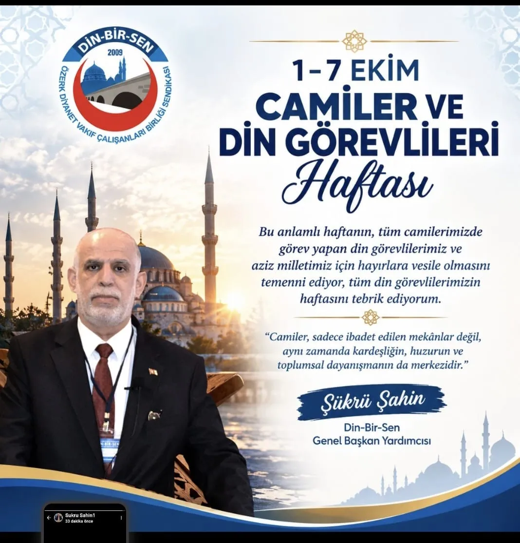Manşet: ŞÜKRÜ ŞAHİN.  DİN BİR ŞEN GENEL BŞK YARDIMCISI AÇIKLAMA YAPTI.